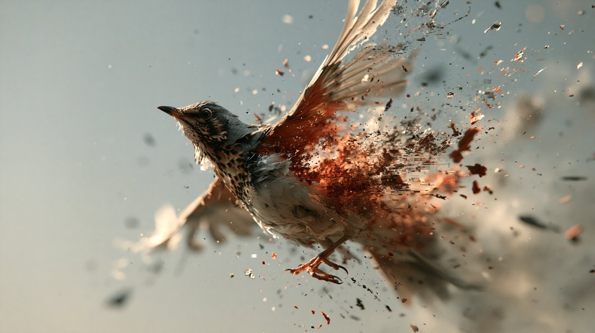 Fragmented Song Thrush Glitch
