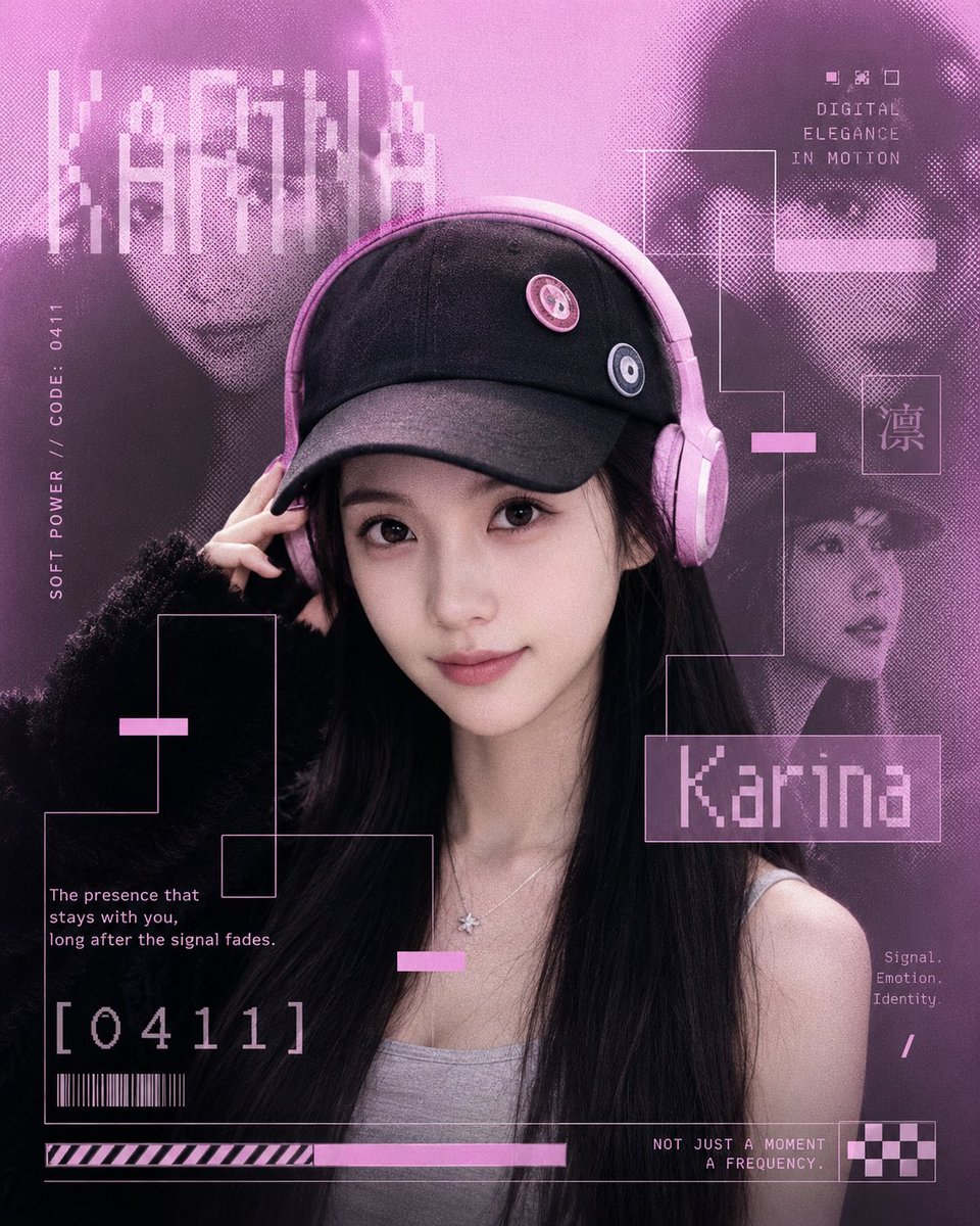洋红色赛博偶像海报