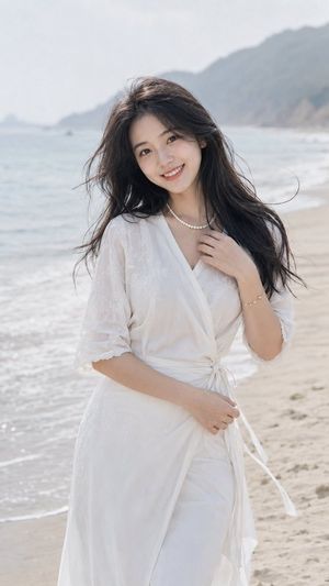 东亚女性海边肖像