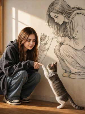现实与漫画壁画的融合
