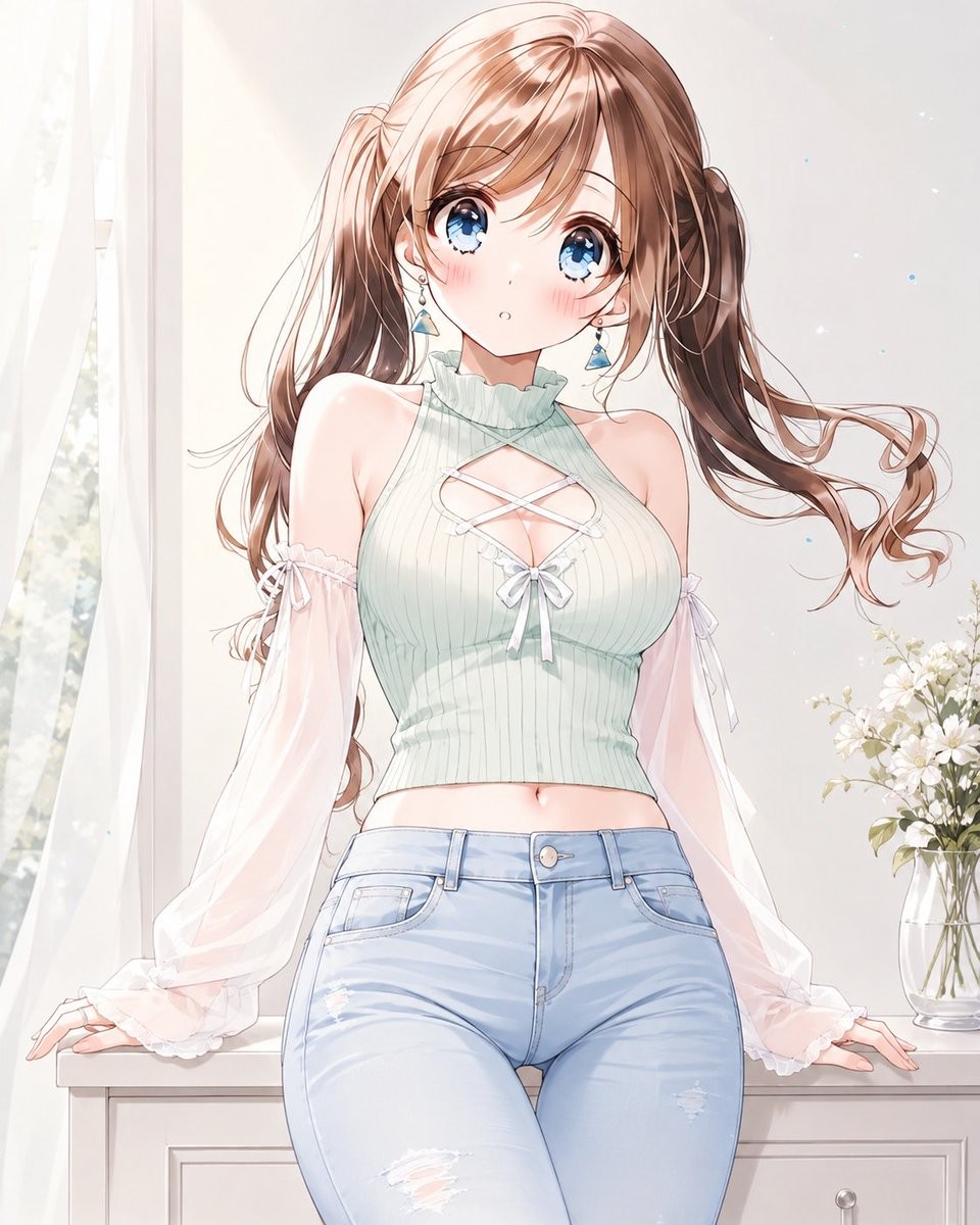 Summer Lace-Up Knit Anime Girl