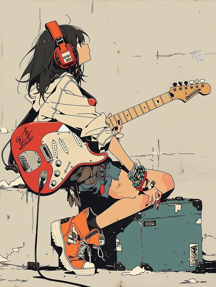 极简动漫吉他少女