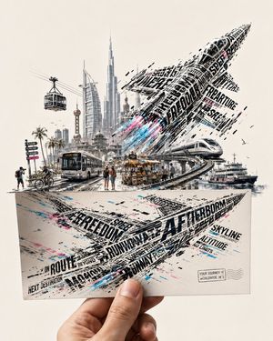 未来感载具明信片排版