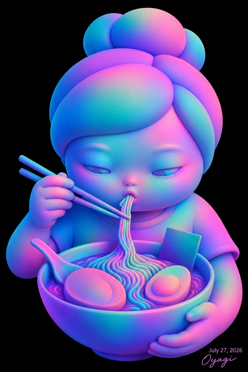 霓虹 Q 版少女吃拉面