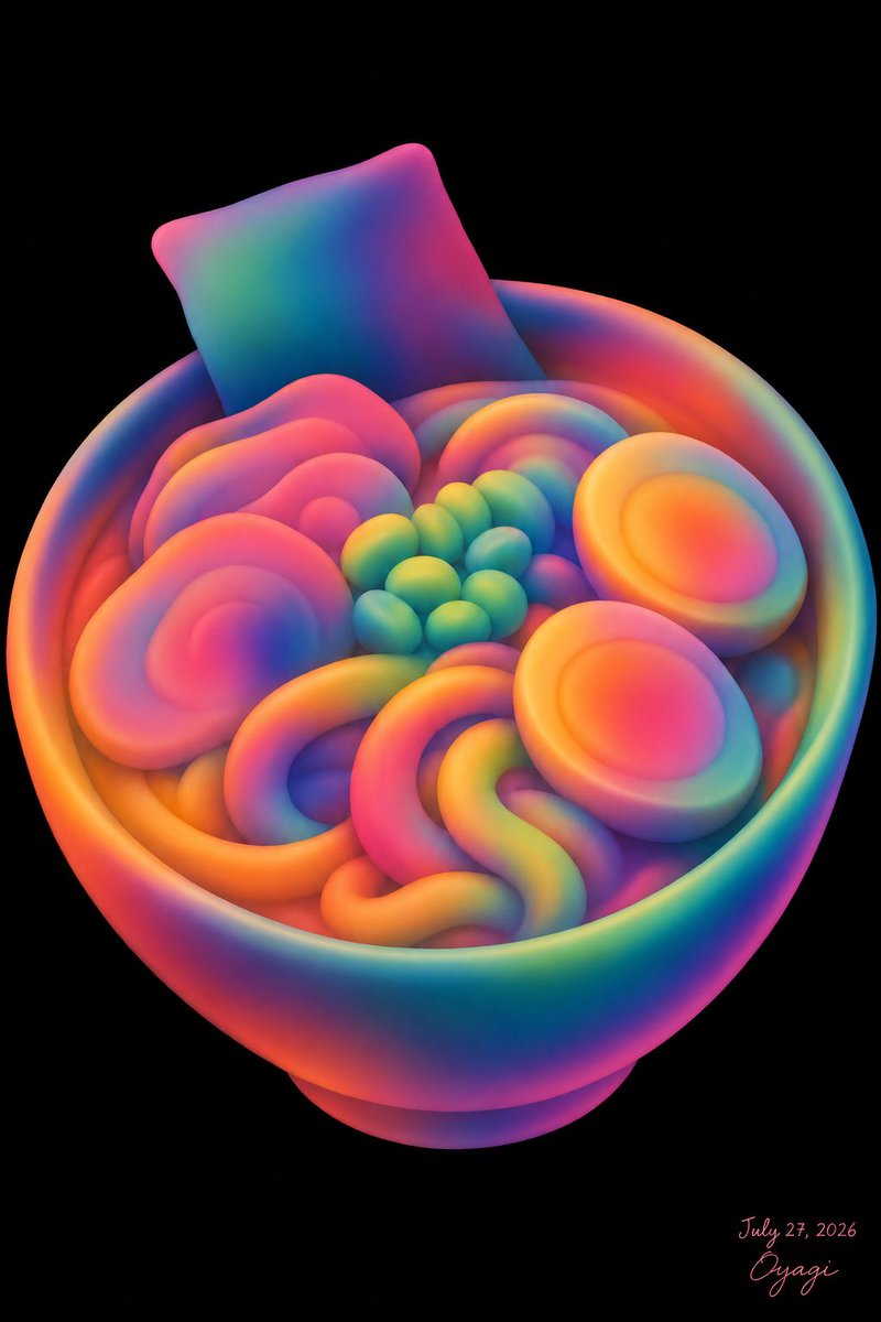 霓虹彩虹黏土拉面碗