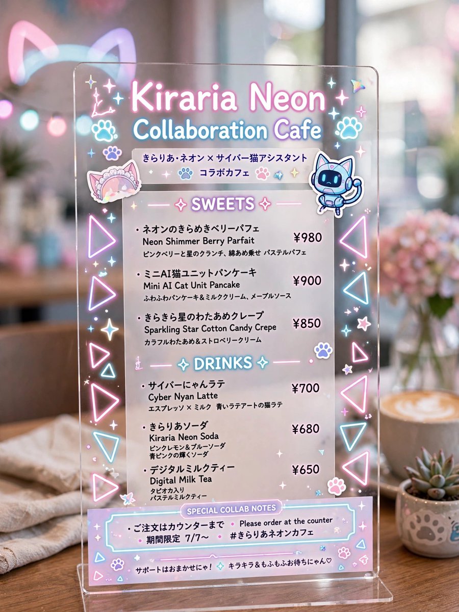 Kiraria Neon 联动咖啡厅菜单