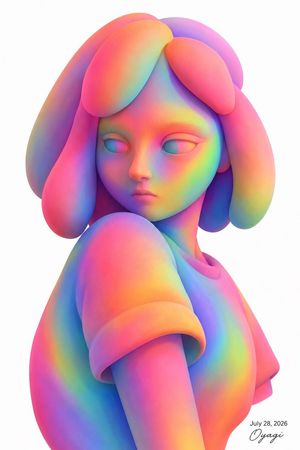 彩虹粘土动漫少女肖像
