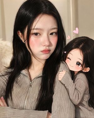 真人与动漫双人肖像
