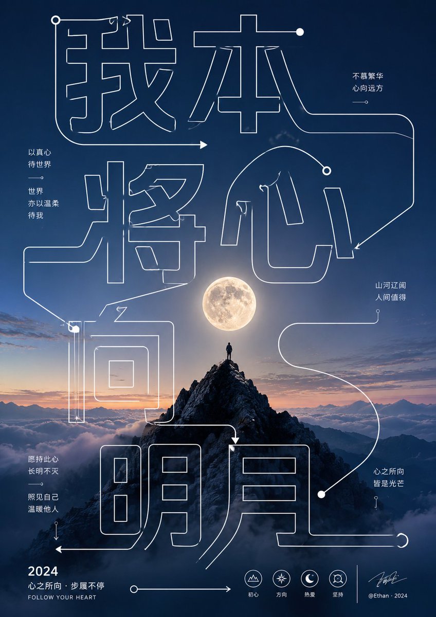 艺术感空心线条字体重绘
