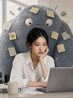 职场焦虑情绪怪兽肖像