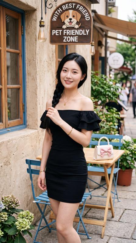 Black Dress Cafe Portrait