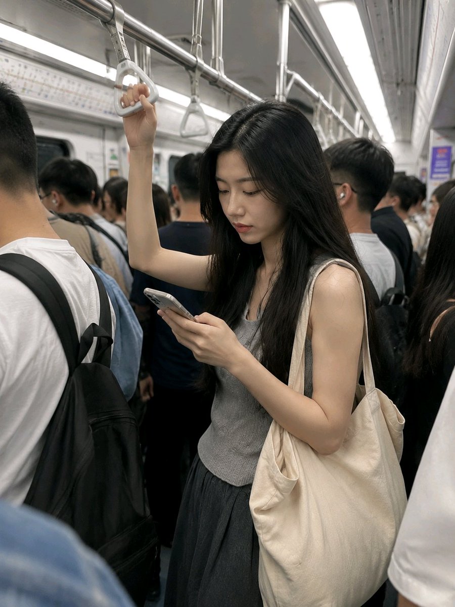 逼真的地铁早高峰人像
