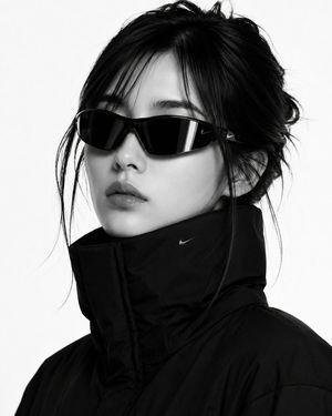 高级时尚黑白羽绒服人像