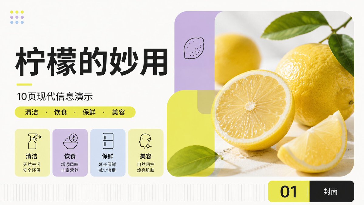 现代柠檬妙用 PPT 封面
