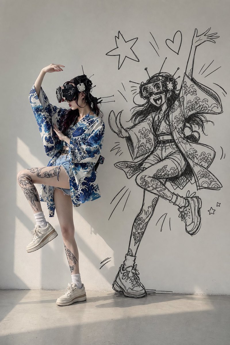 VR 和服时尚与漫画墙绘