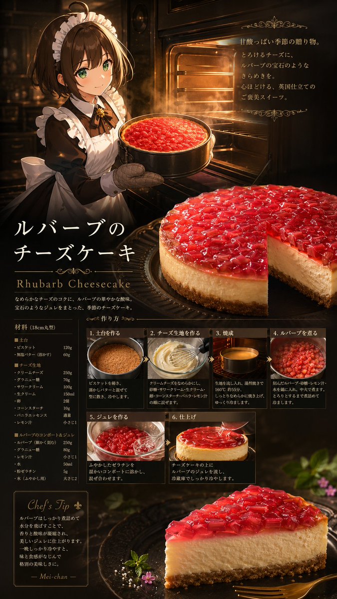 Anime Rhubarb Cheesecake Recipe Poster