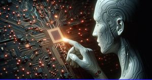 AI 触碰发光的微芯片
