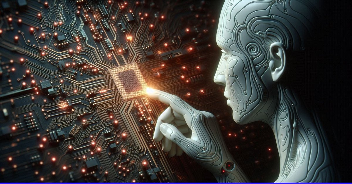 AI 触碰发光的微芯片