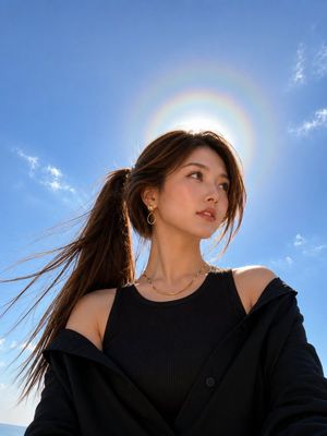 电影感太阳光晕时尚人像