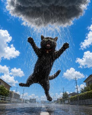 个人雨云下的黑猫