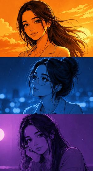 Manga Character Triptych Design