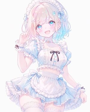 Pastel Blue Frilly Maid Girl