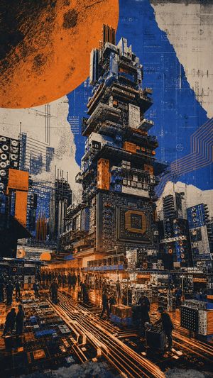 Circuit Board City Landmark Poster