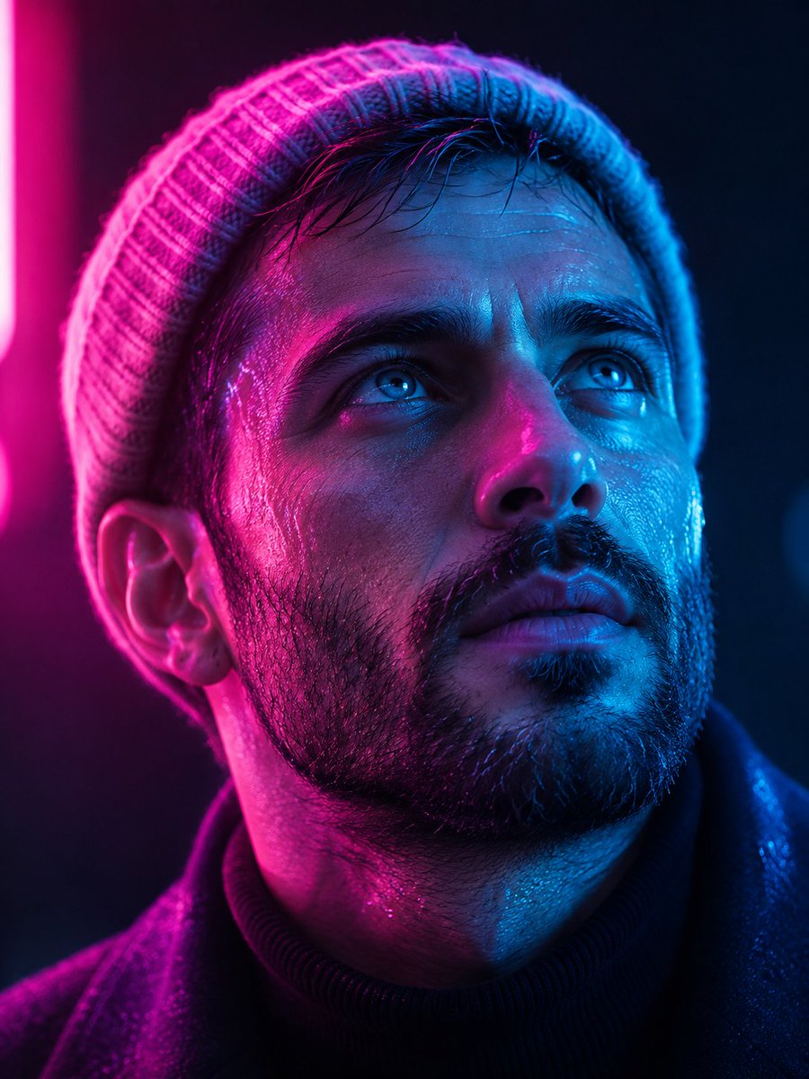 Cyberpunk Neon Rugged Portrait