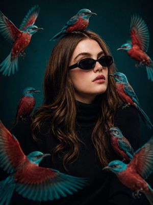 Cinematic Bird Fashion Portrait