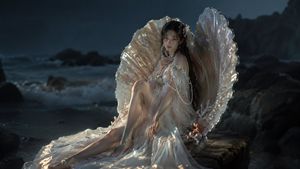 Moonlit Mermaid Shell Portrait