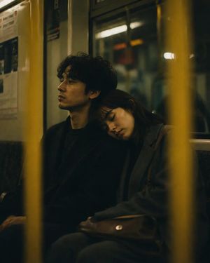 Cinematic Night Subway Couple Portrait
