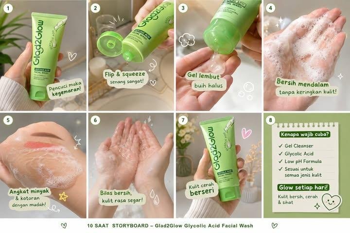 Glad2Glow Facial Wash Storyboard