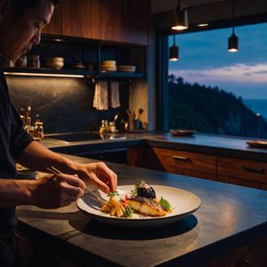 Cinematic Chef Plating at Dusk