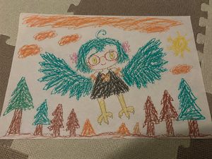Polished Child Crayon Drawing Photo