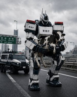 Tokyo Police Robot Rescuing Cow