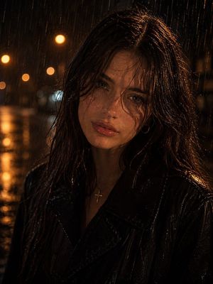 Moody Rainy Night Cinematic Portrait