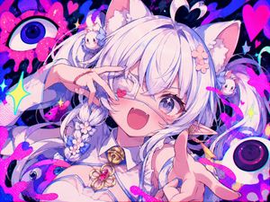 Neon Cat-Eared Idol Close-Up