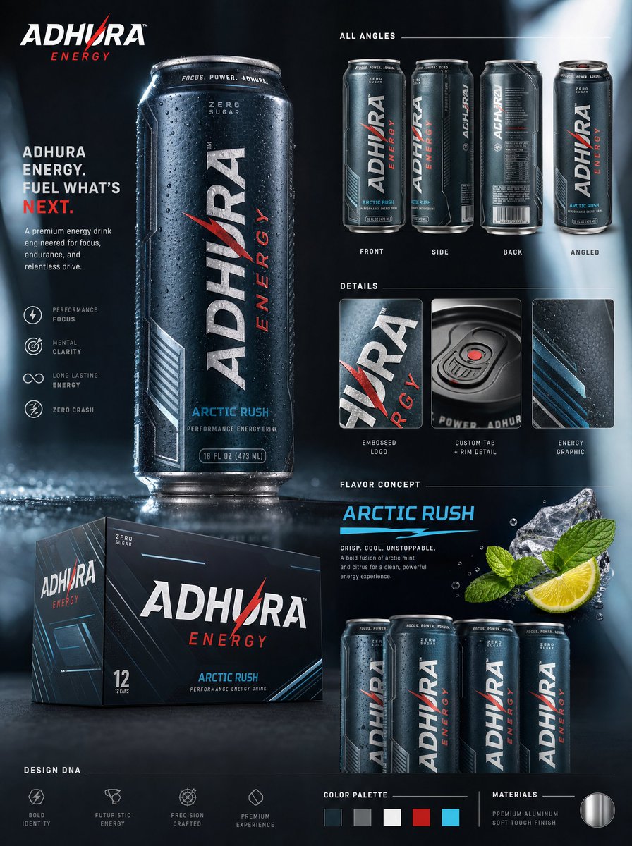 Premium Energy Drink Branding Concepts