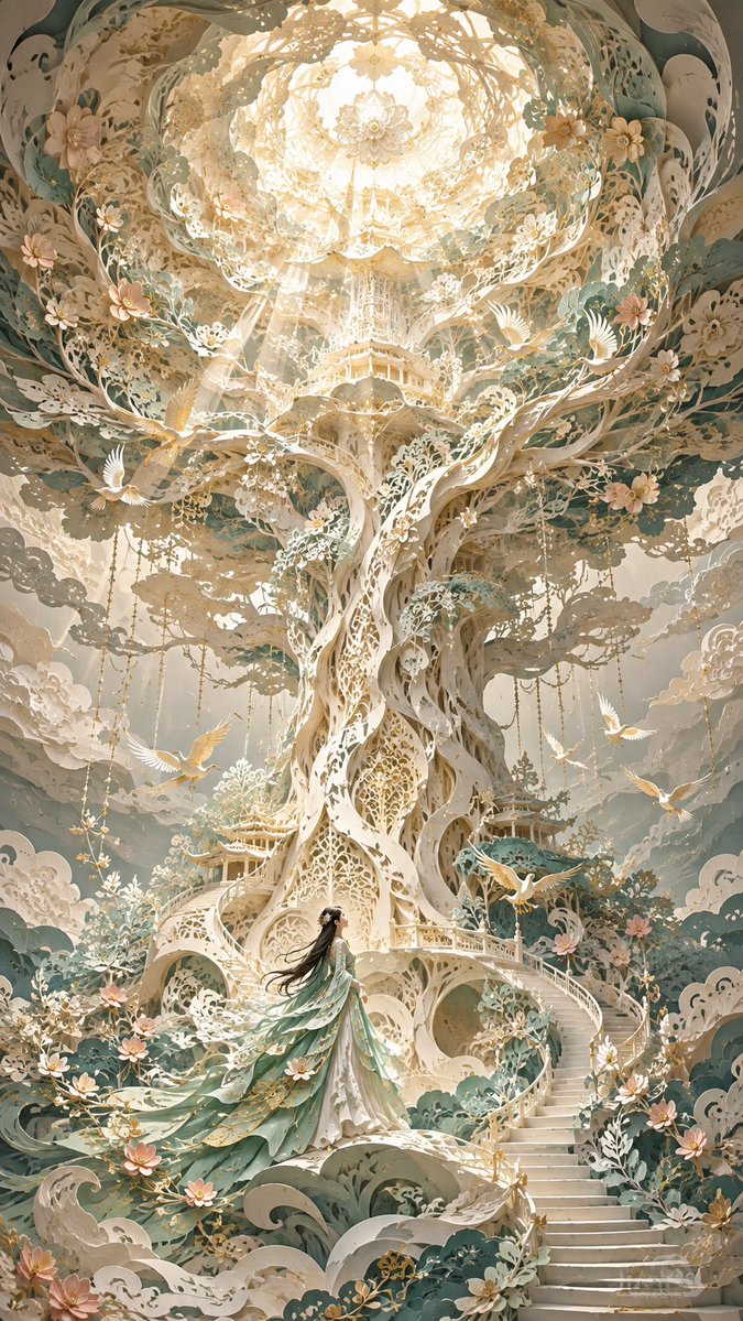 Oriental Papercut World Tree Art
