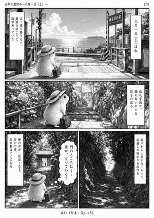 Monochrome Summer Hamster Manga Page