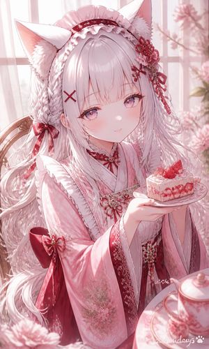 Fox-Eared Kimono Tea Party Girl