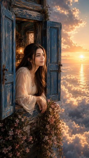 Surreal Fantasy Floating Window Portrait