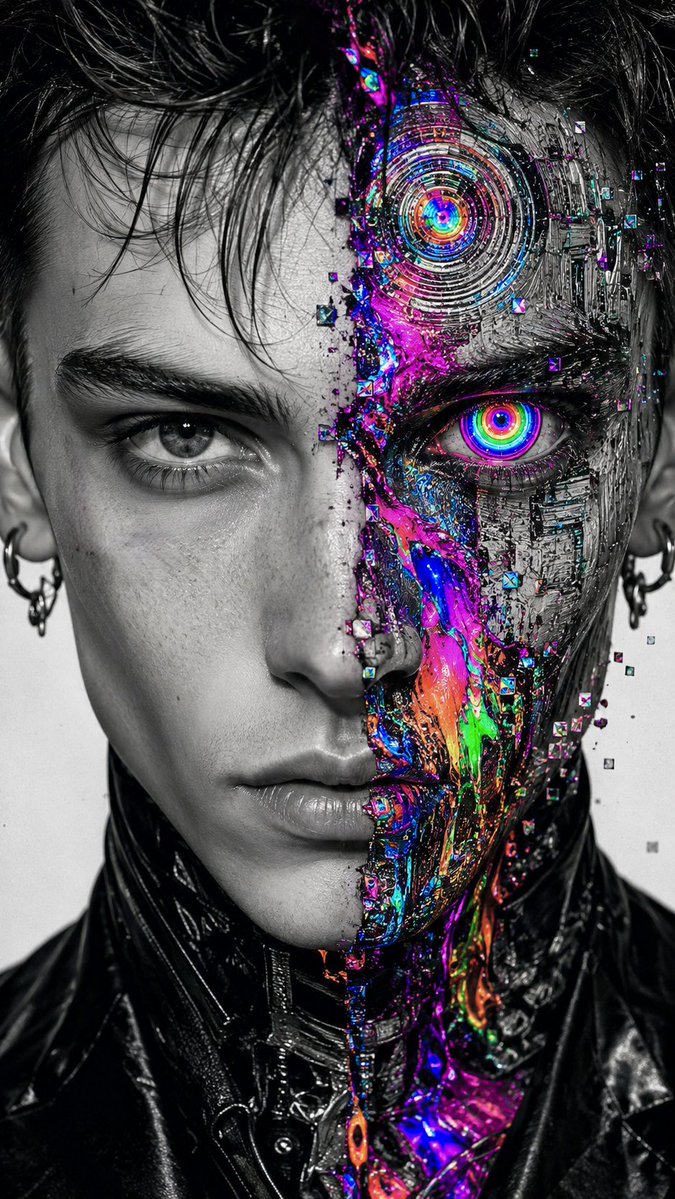 Surreal Glitch Cyber-Organic Portrait