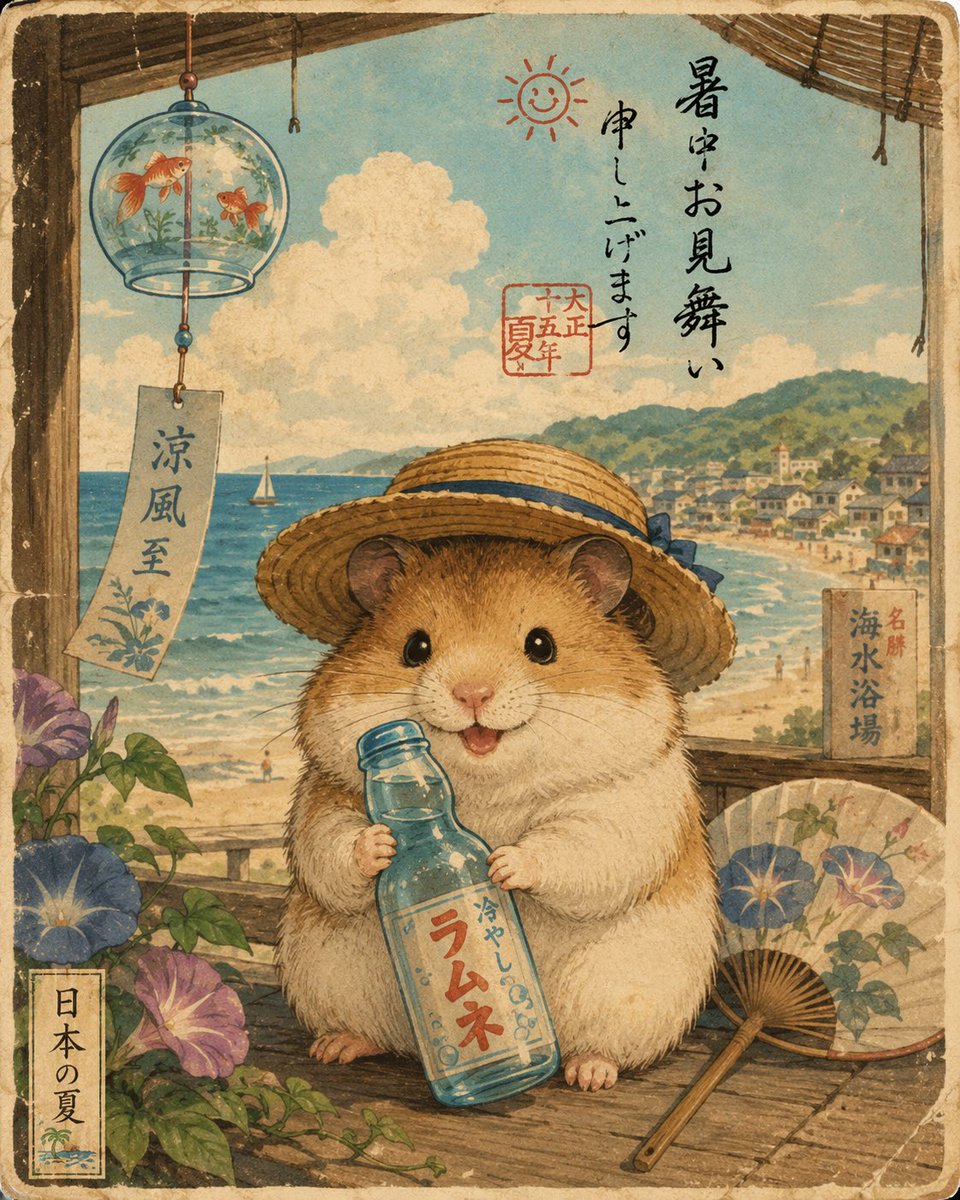 Hamster Japanese Summer Card