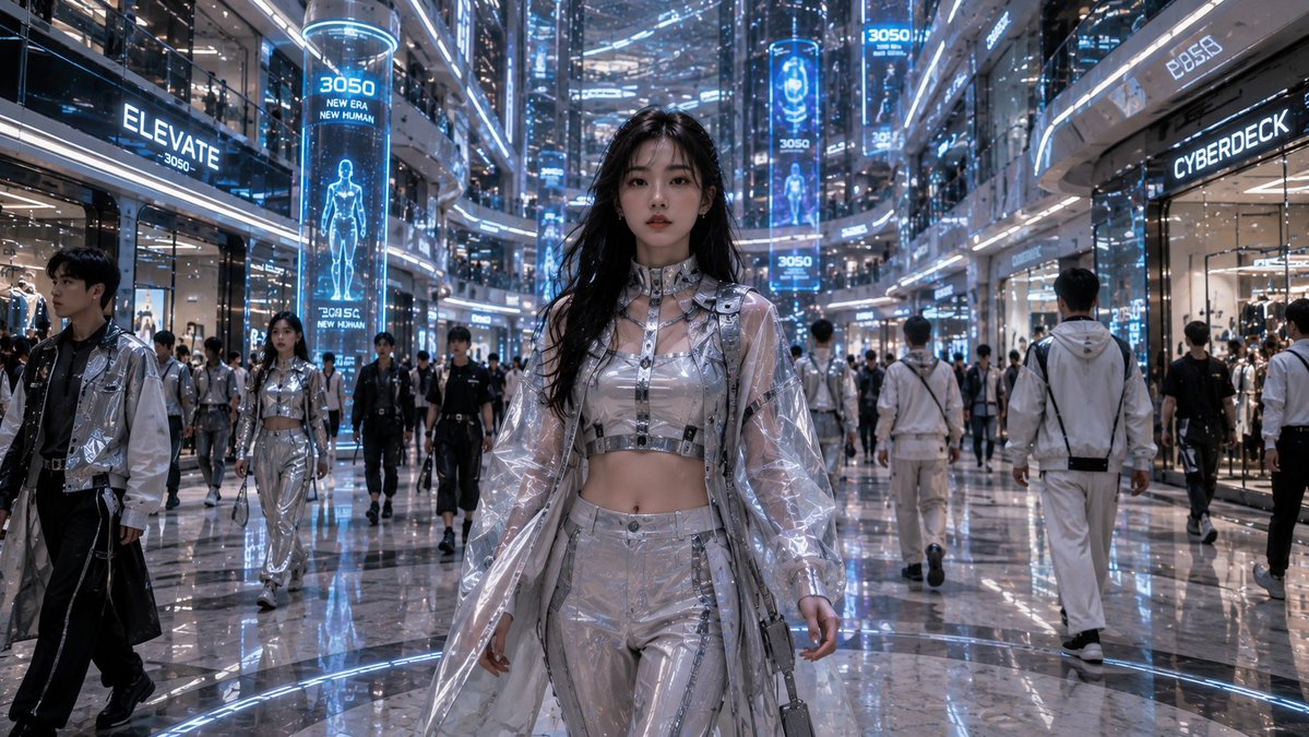 Futuristic Mall Fashion in 3050