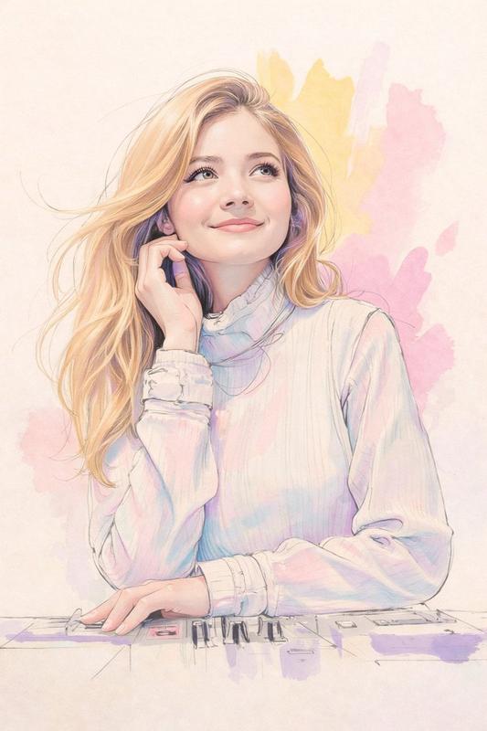 Pastel Watercolor Woman Portrait