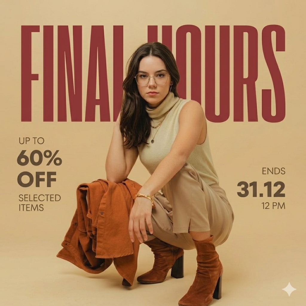 Final Hours Beige Fashion Sale Poster