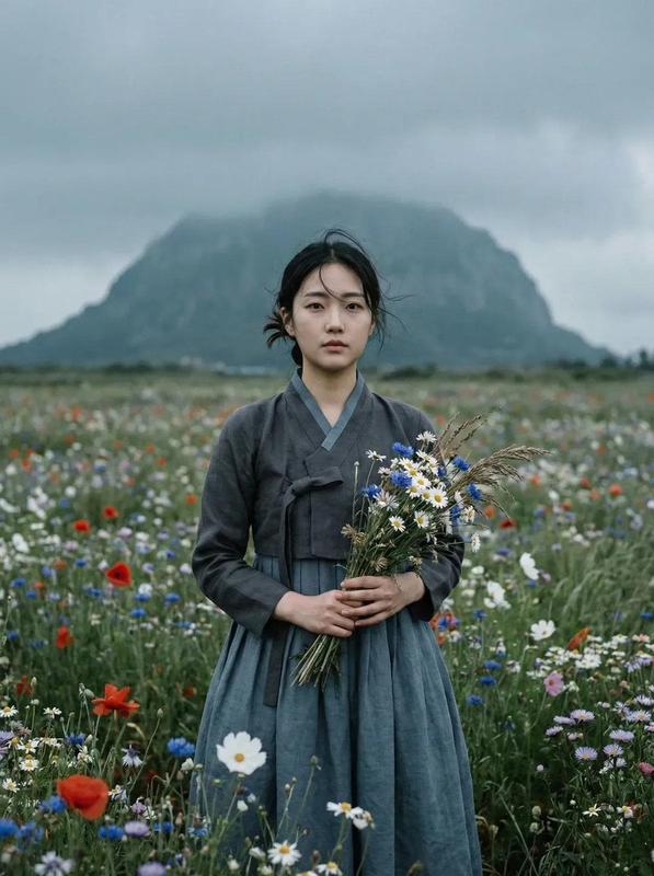 Misty Mountain Hanbok Wildflower Portrait