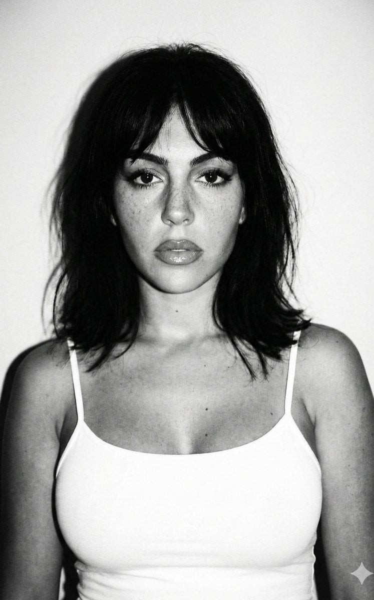Black-and-White 90s Freckled Portrait
