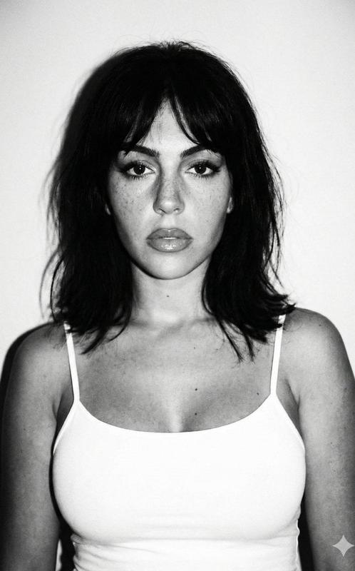 Black-and-White 90s Freckled Portrait
